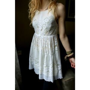 LIKE NEW Free People White Lace Yellow Layer Dress
